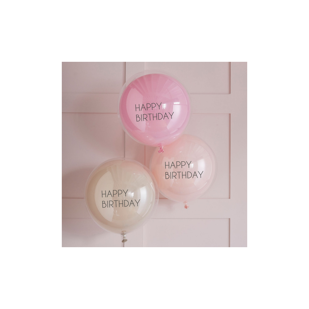 Lot de 3 doubles ballons nude "happy birthday"