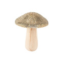 Champignon en bois "chapeau céramique dorée" - 7.5 cm