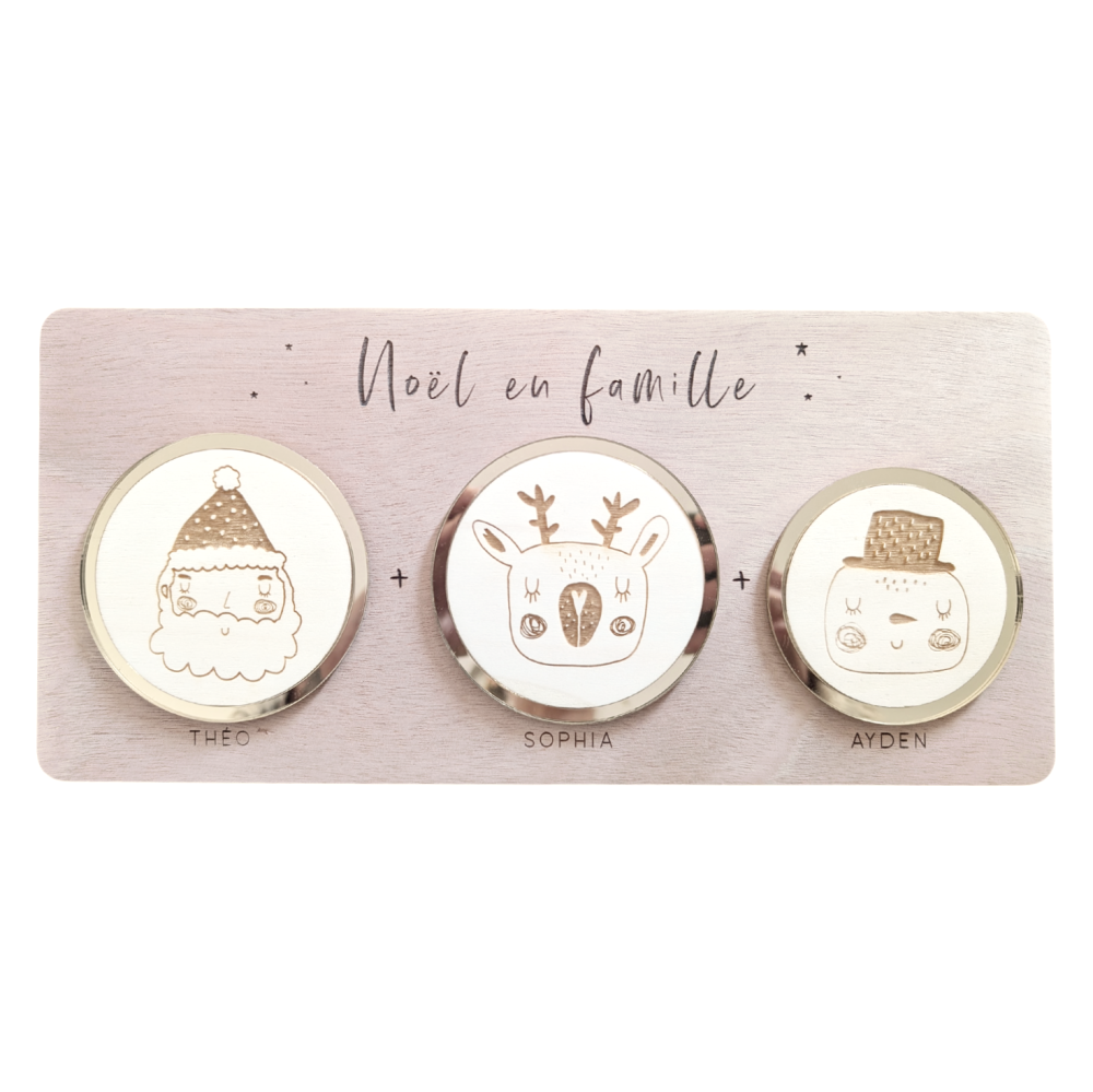 Panneau en bois personnalisable "portrait de famille"