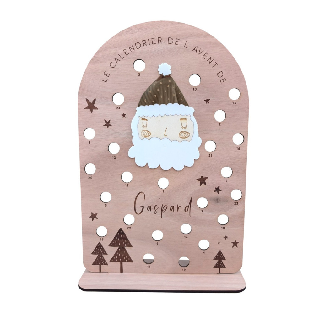 Calendrier de l'avent personnalisable en bois "petits messages" - 46 cm