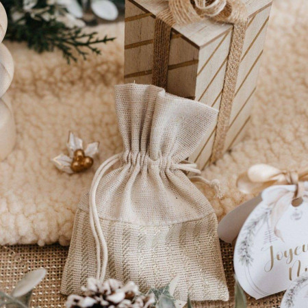 4 pochons lin et rayures...