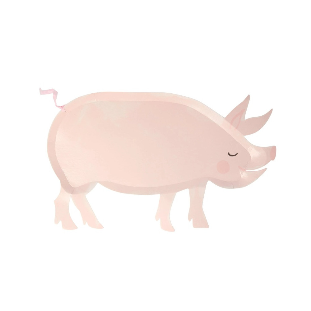 12 assiettes "cochon à la ferme" - 26 cm