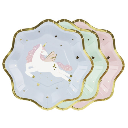 6 assiettes "licorne" - 18 cm
