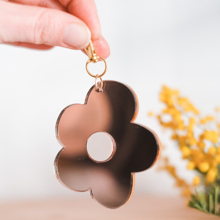 Porte-clés miroir fleur "Le...