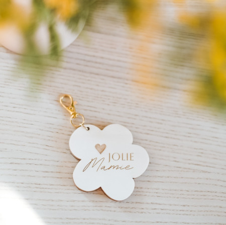 Porte-clés miroir fleur "Le...