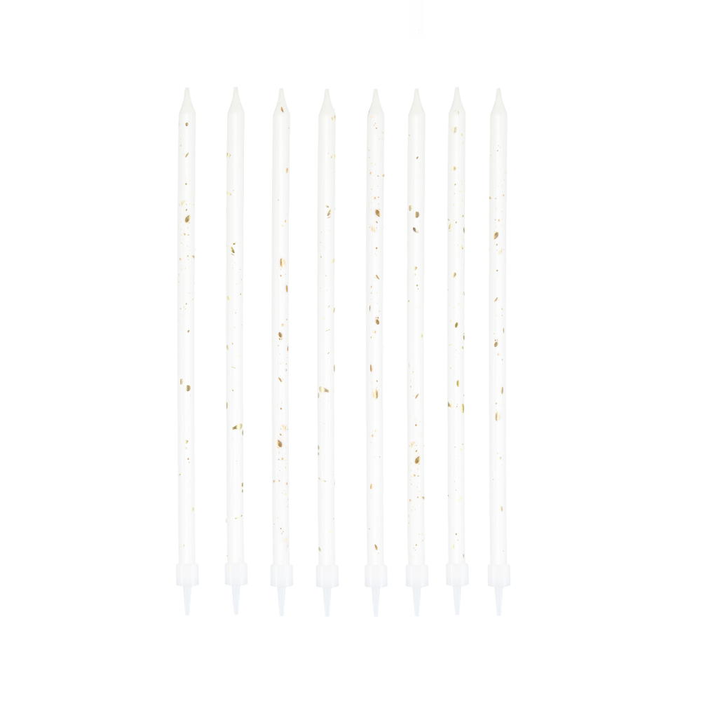 8 bougies longues "white and gold"
