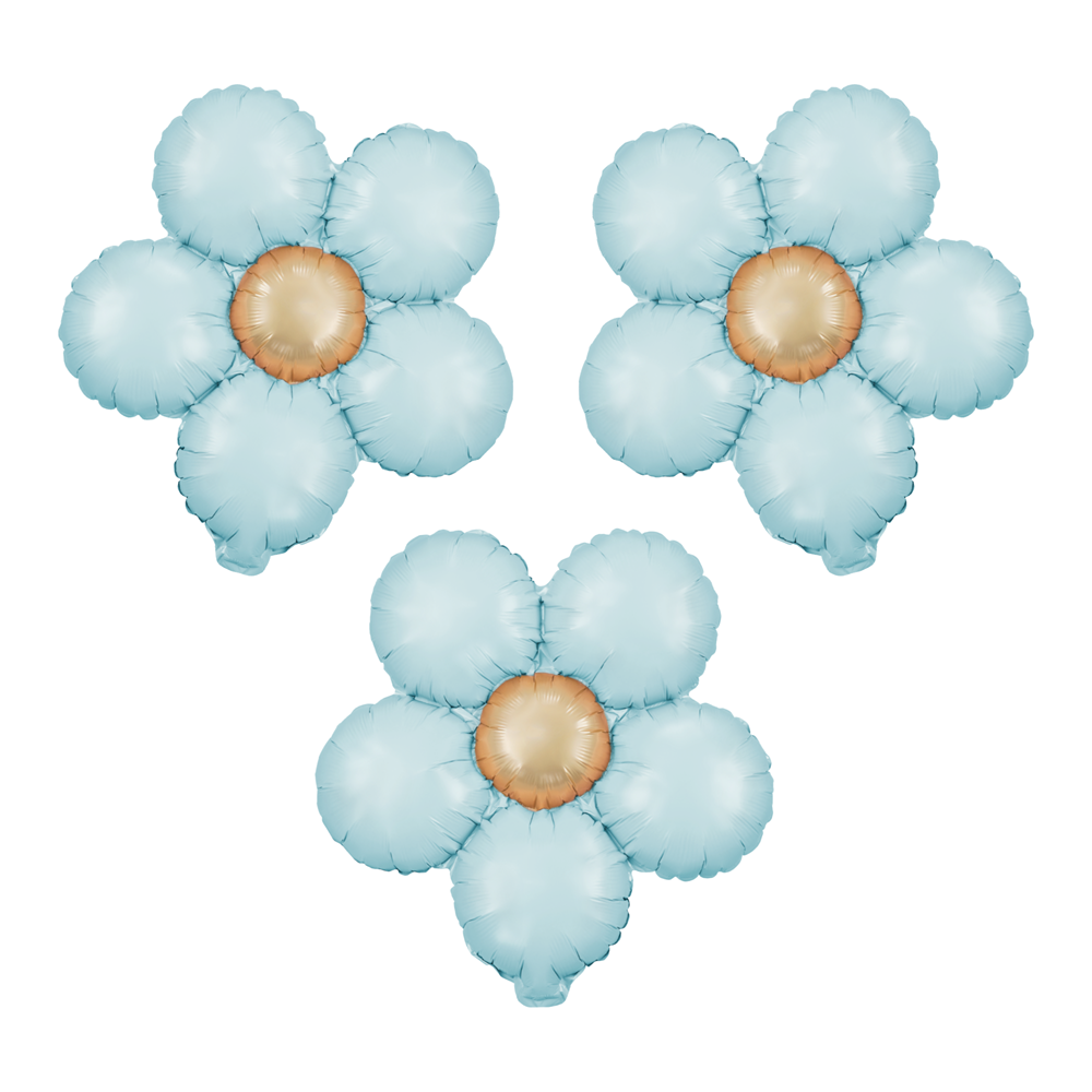 3 ballons mylar "marguerite bleue" - 45 cm