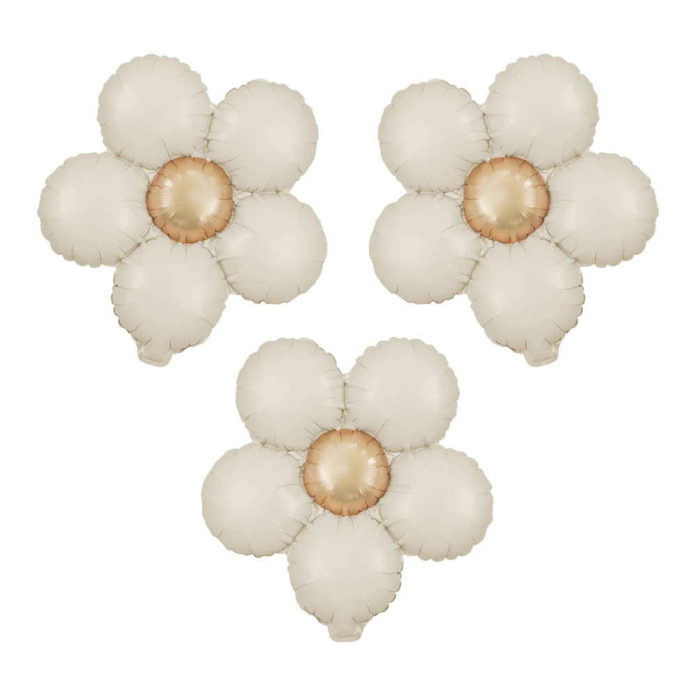 3 ballons mylar "marguerite crème" - 45 cm