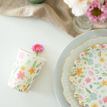 6 gobelets "fleurs...