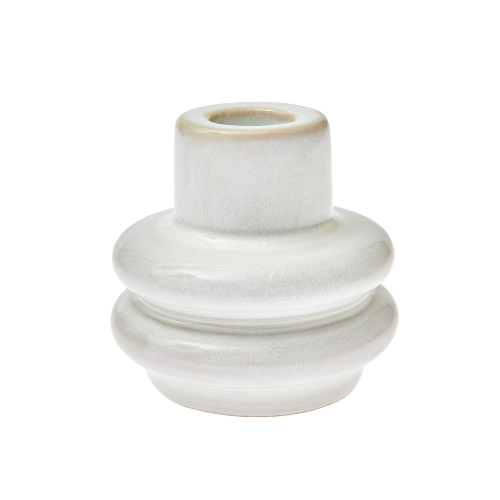 Bougeoir en porcelaine blanc moucheté "curve" - 7.5 cm