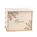 Urne en bois feuillage "Merci"