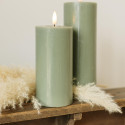 Bougie LED cylindrique "vert sauge" - 15 cm