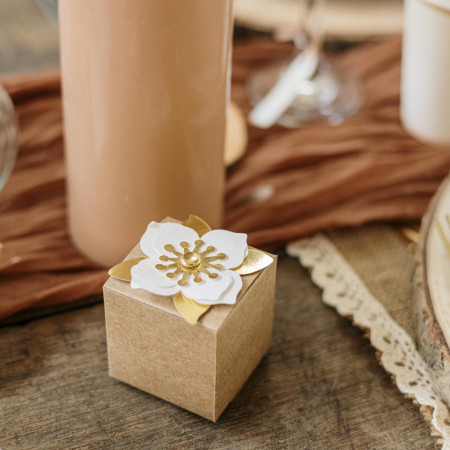 10 boîtes kraft et fleur -...