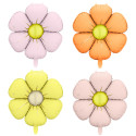 Lot de 4 ballons mylar "fleurs colorées" - 45 cm