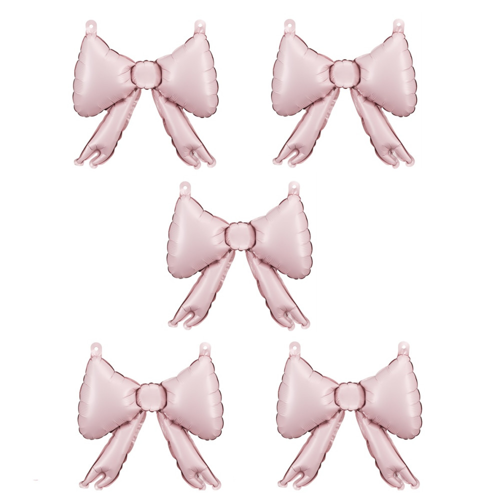 5 Ballons mylar nœuds pour guirlande - rose poudré