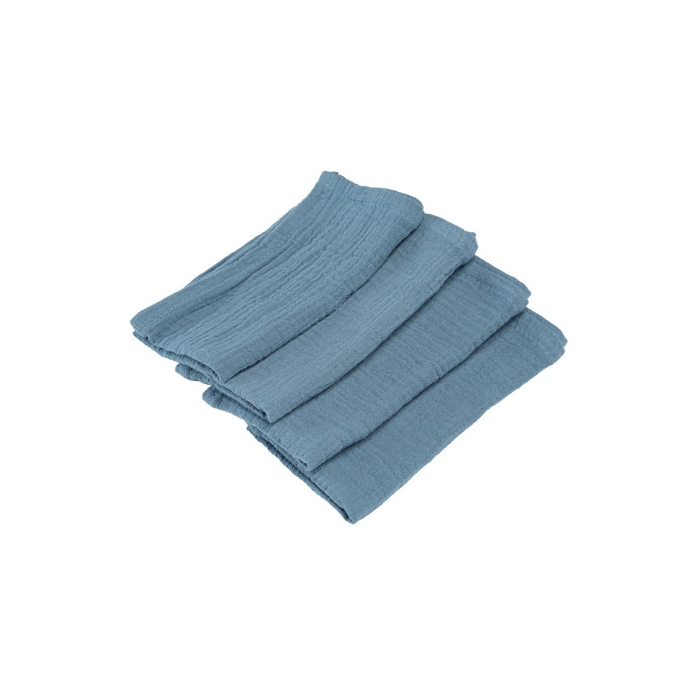 4 serviettes en gaze de coton "bleu acier"