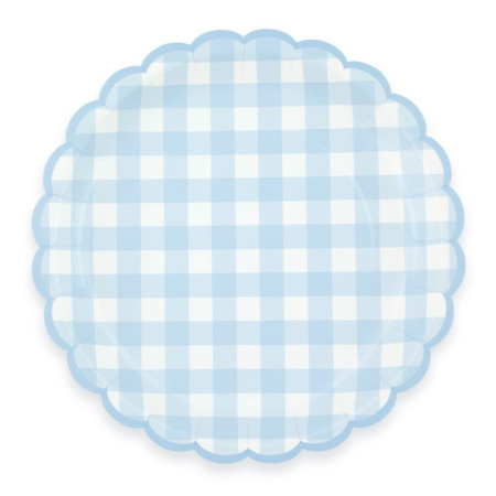 8 assiettes "vichy bleu...