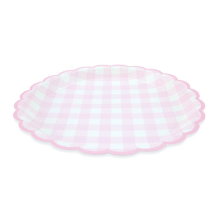 8 assiettes "vichy rose...