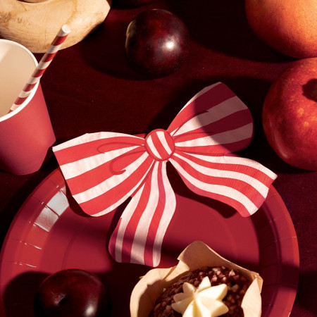 12 Serviettes Nœud Rayé