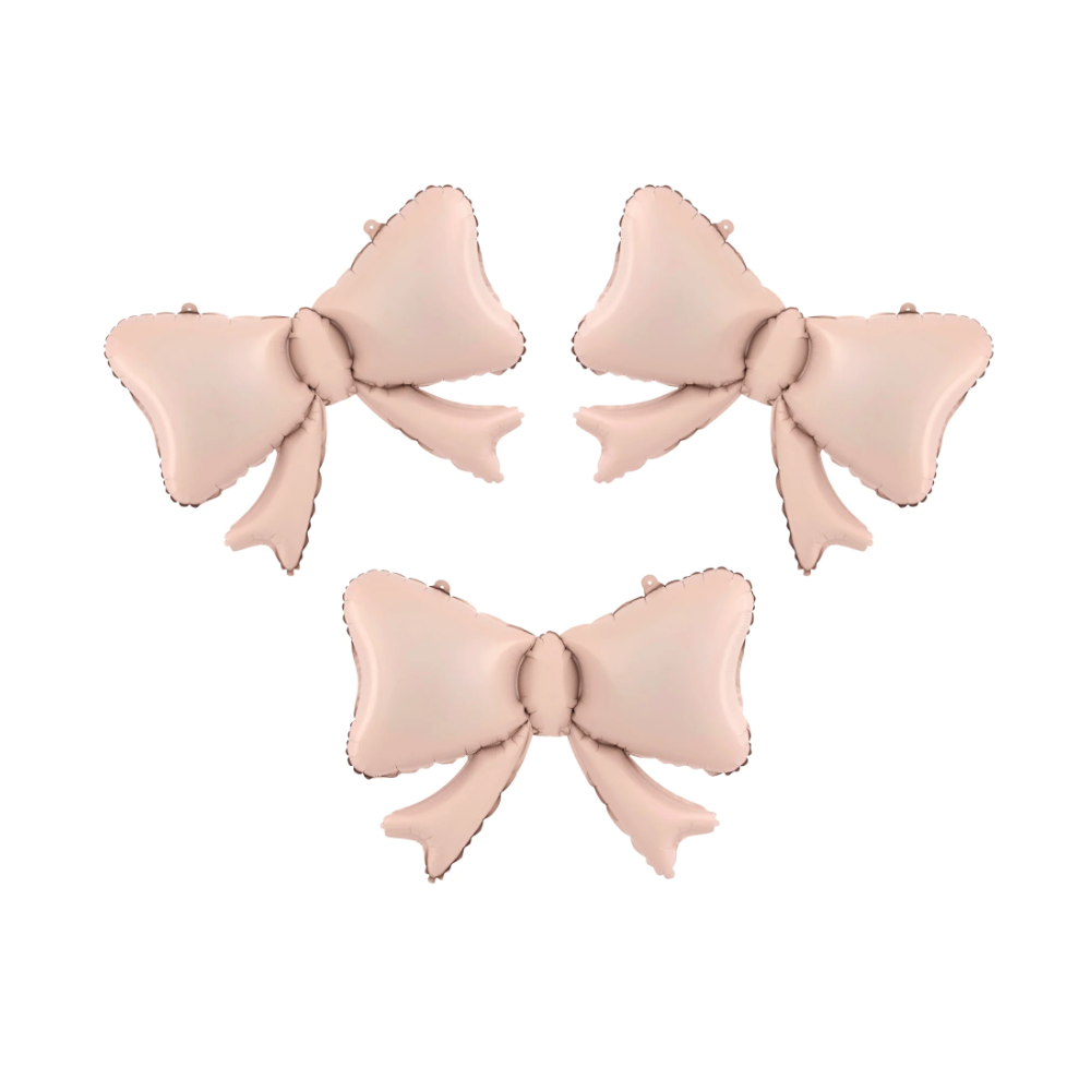3 ballons mylar "nœud champagne rose" - 55 cm