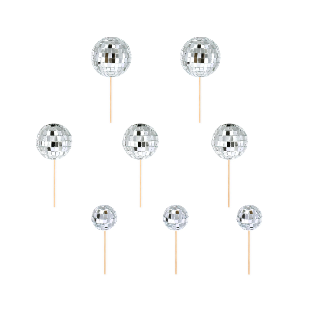 8 pics à gâteau "boules à facettes" - 5 cm