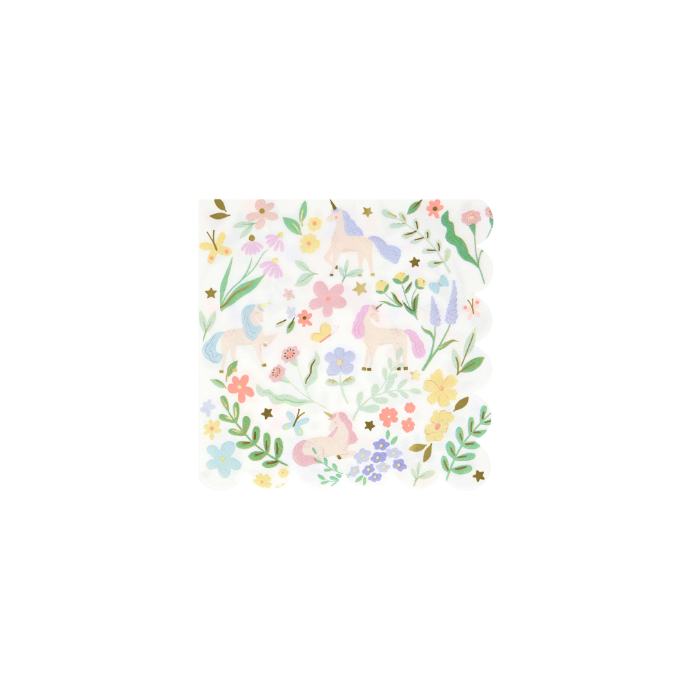 16 serviettes "Licorne fleurie" -  12.70 cm