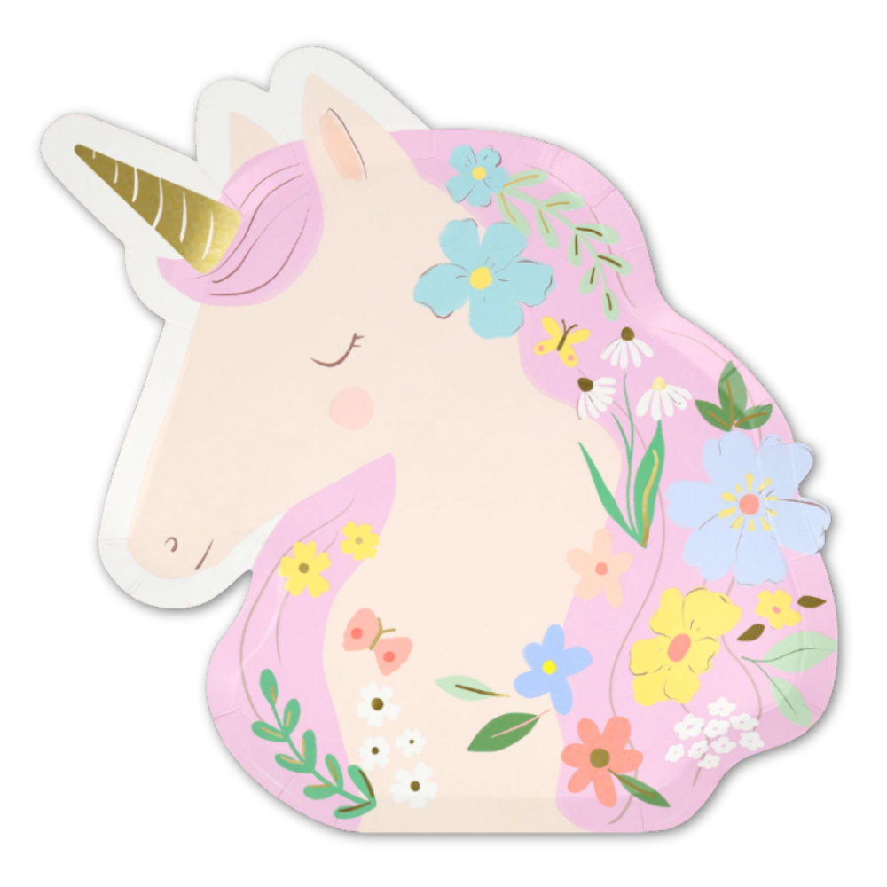 8 assiettes "tête de licorne" - 25.4 cm