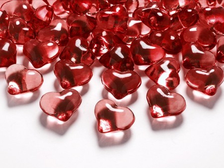 30 Coeurs en cristal - rouge