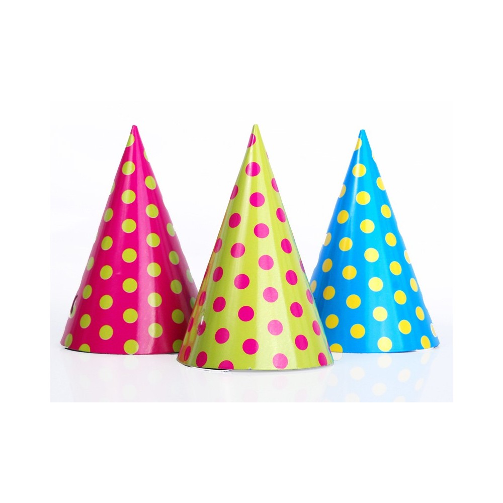 6 Chapeaux de fêtes à petits pois - mix