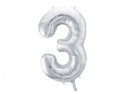 Ballon mylar Chiffre ''3''- 86cm - argent