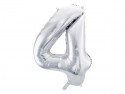 Ballon mylar Chiffre ''4''- 86cm - argent