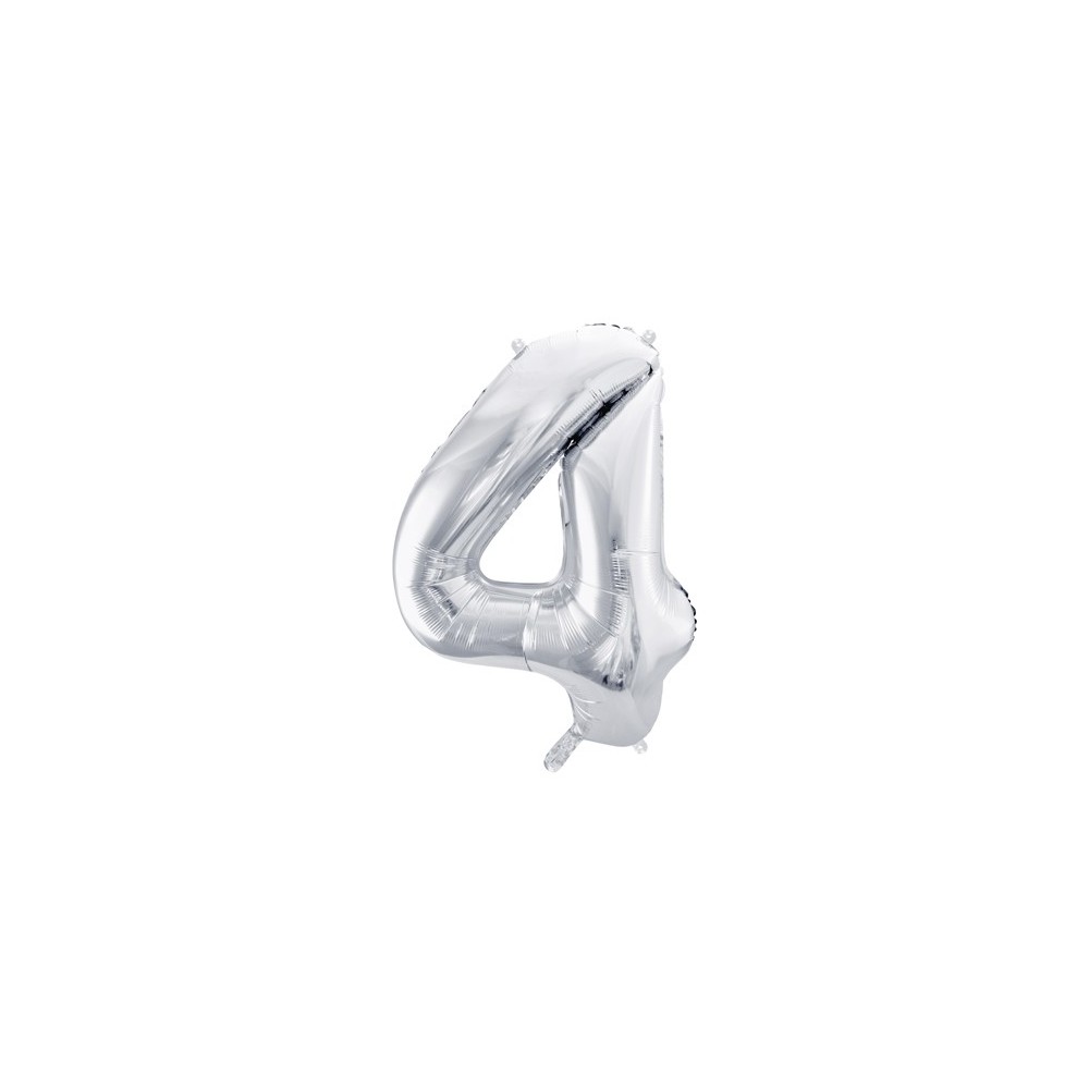 Ballon mylar Chiffre ''4''- 86cm - argent