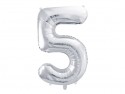 Ballon mylar Chiffre ''5''- 86cm - argent