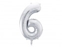 Ballon mylar Chiffre ''6''- 86cm - argent