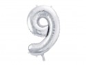 Ballon mylar Chiffre ''9''- 86cm - argent