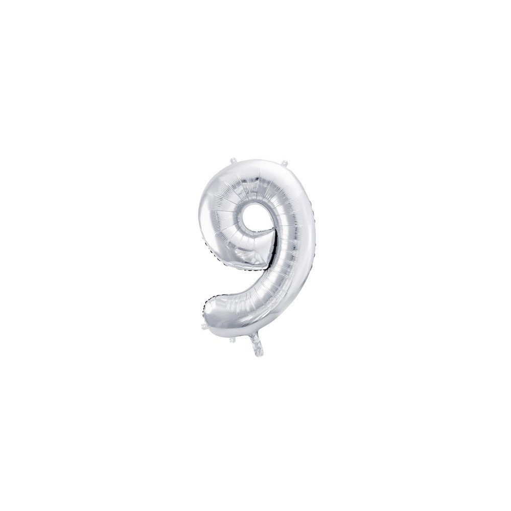 Ballon mylar Chiffre ''9''- 86cm - argent