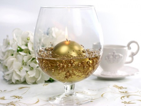 5 Guirlandes de perles - or