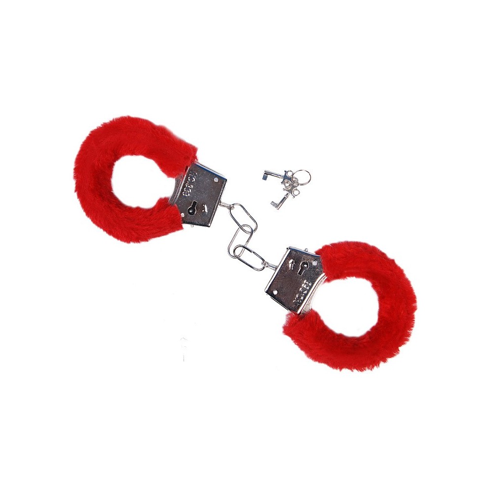 Menottes avec fourrure - rouge