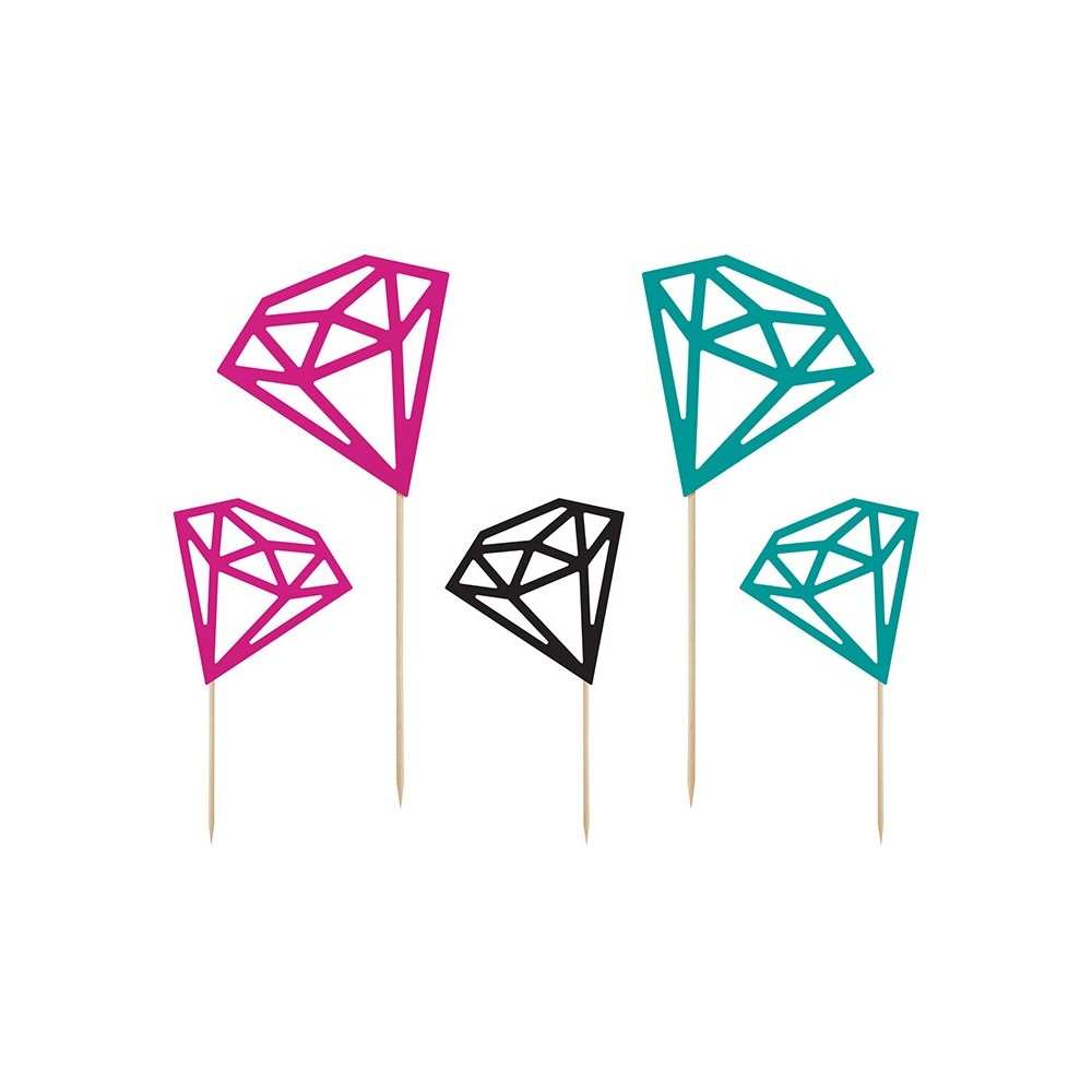5 Cake toppers diamantés