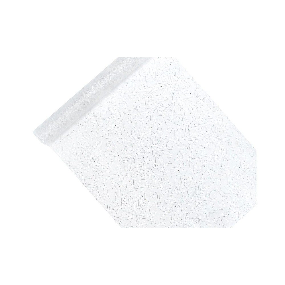 Organza imprimé- blanc - 0,48 x 9m