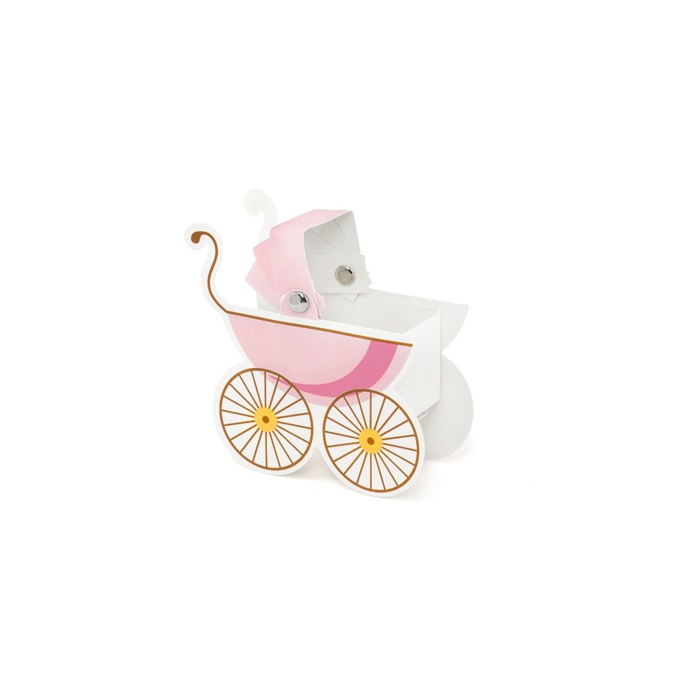 10 Boîtes cadeaux - poussette bébé rose
