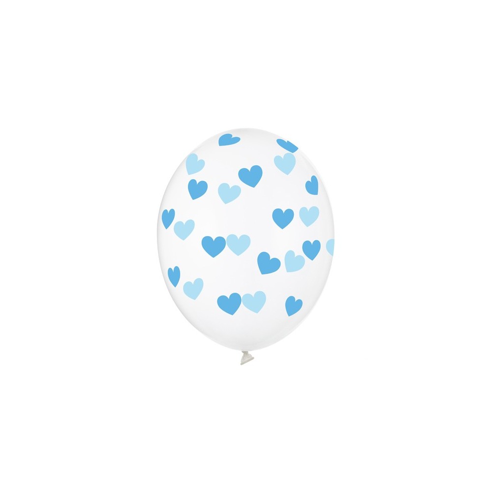 6 Ballons 30 cm - Coeurs - Cristal clair