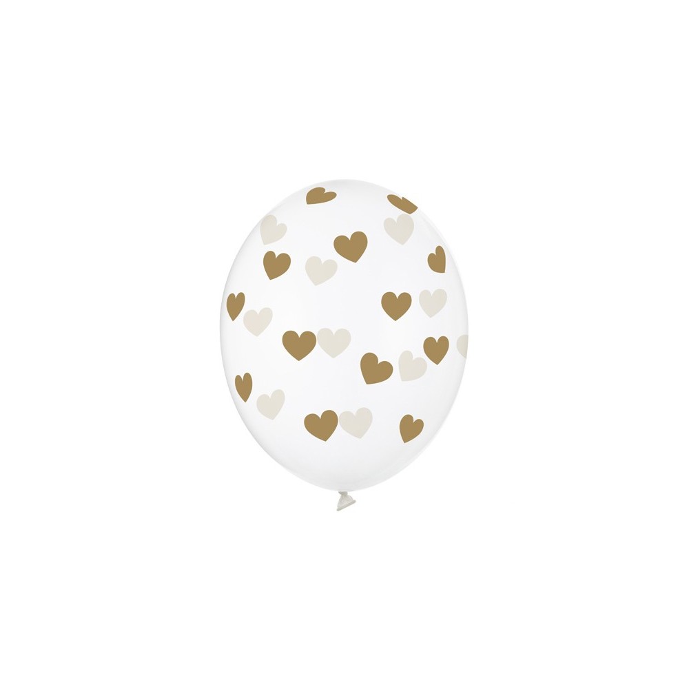6 Ballons 30 cm - Coeurs - Cristal clair