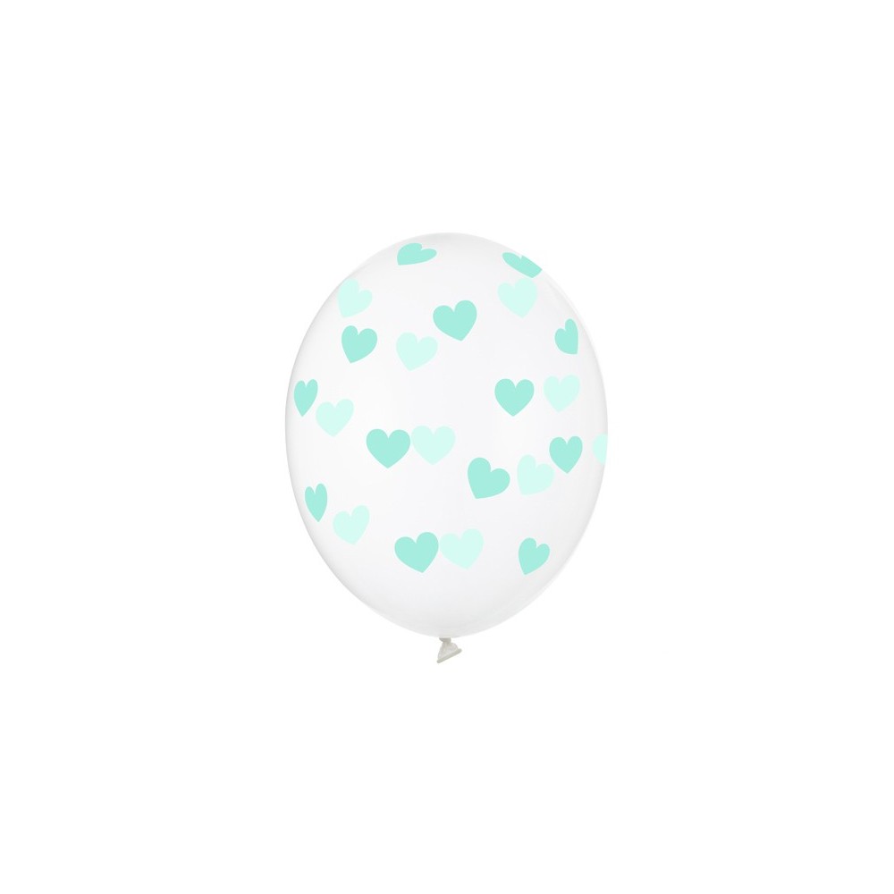 6 Ballons 30 cm - Coeurs - Cristal clair