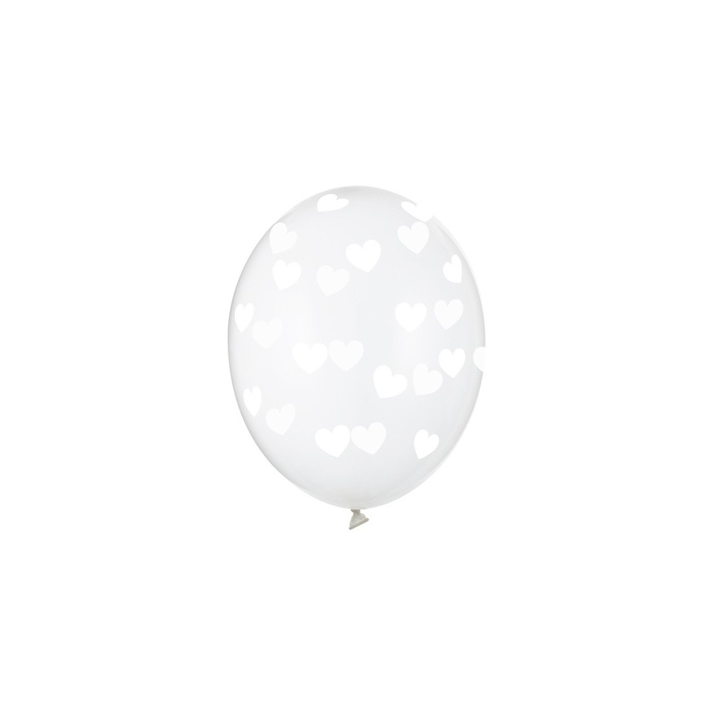 6 Ballons 30 cm - Coeurs - Cristal clair