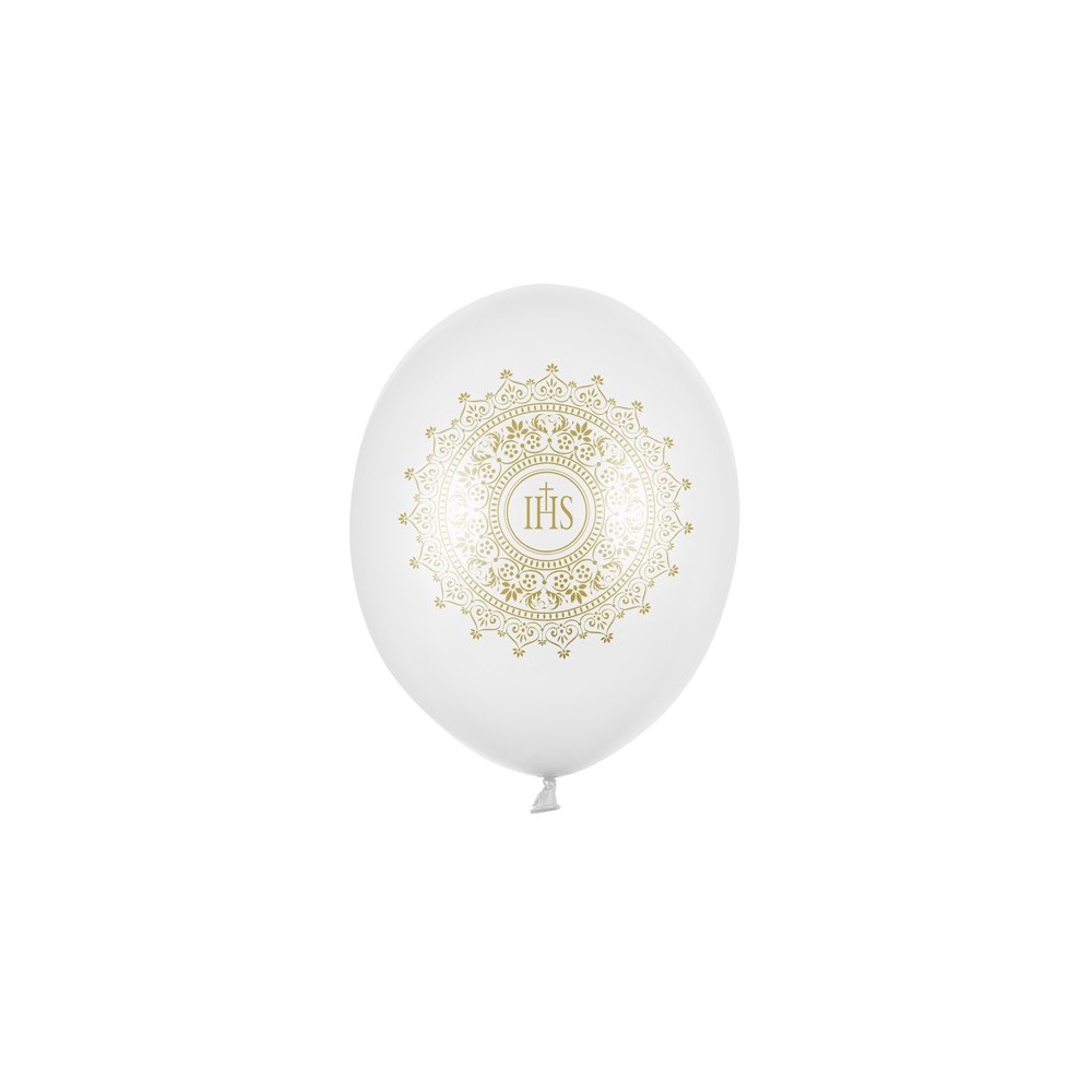 6 Ballons 30 cm - IHs - Blanc pur métallique