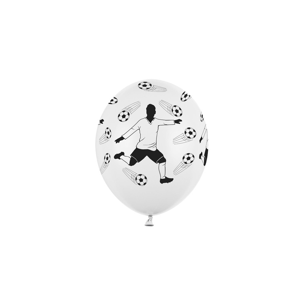 6 Ballons 30 cm - Footballeur et ballons - Blanc Pastel