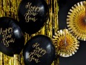 50 Ballons 30 cm - imprimé Happy New Year - Noir Pastel