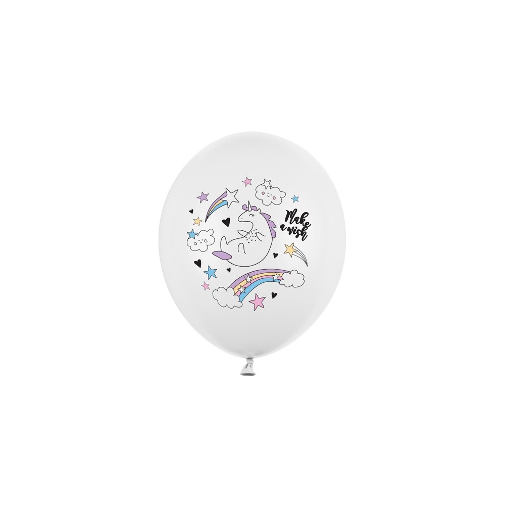 50 Ballons 30 cm - Licorne - Blanc pur pastel