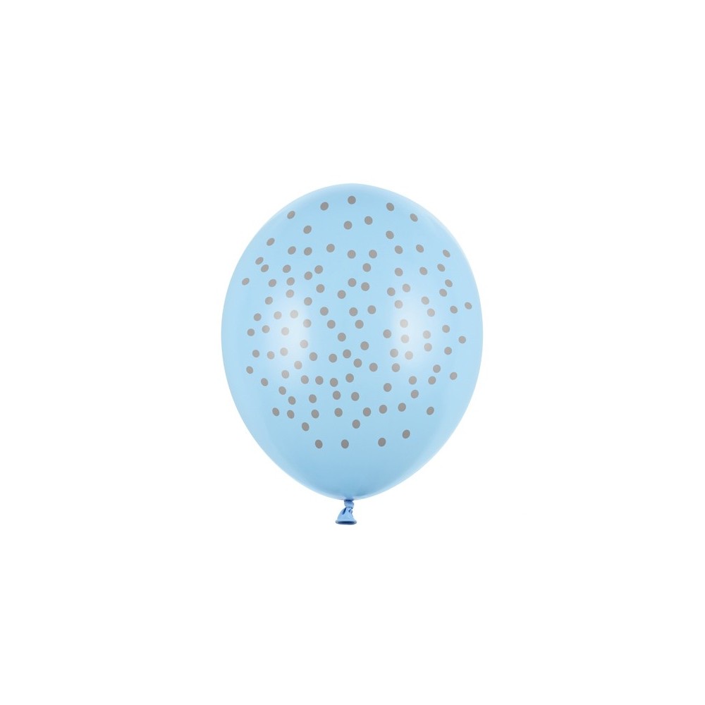6 Ballons 30 cm - Pois - Bébé bleu pastel